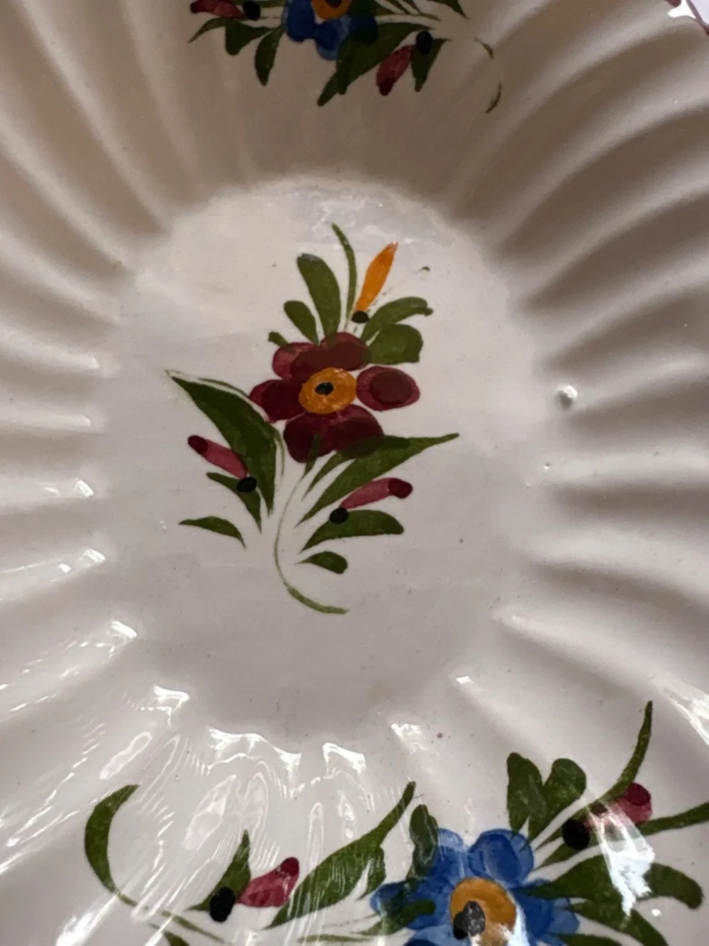 Vintage Hand Painted Porcelain Italian Floral Basket 6